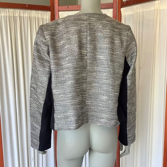Lane Bryant Blazer Jacket Metallic Silver Black Asymmetric With Zipper Size 18 - Picture 6 of 8